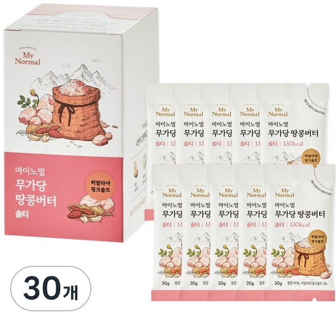 마이노멀 무가당 땅콩버터 스틱 솔티, 20g, 30개