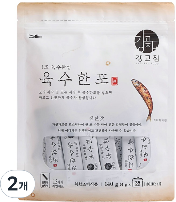 강고집 1초 육수완성 육수한포 진한맛 35p, 2개, 140g