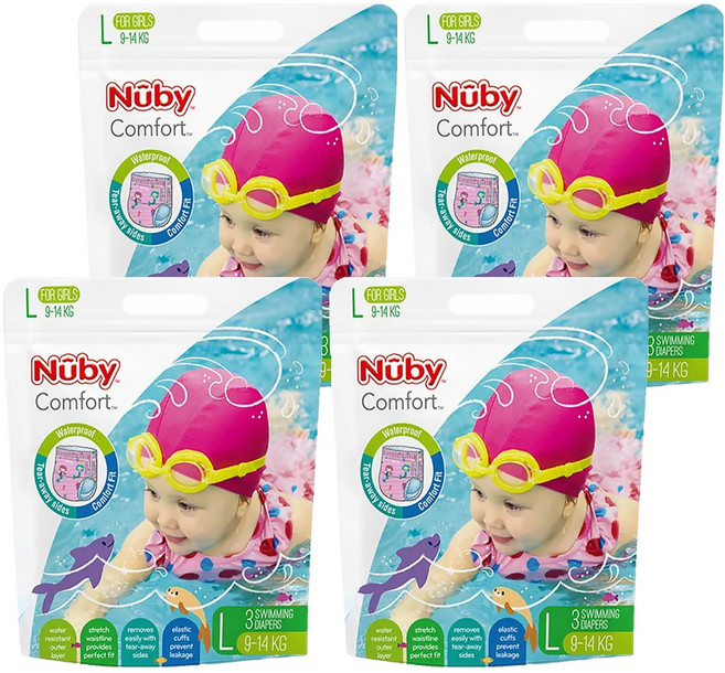 Nuby 游泳褲型尿布 女童, L, 12片