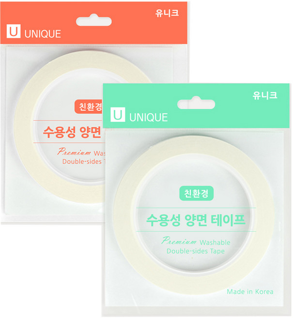 유니크 수용성 양면 수선 테이프 5mm + 테이프 8mm, 1개, 투명