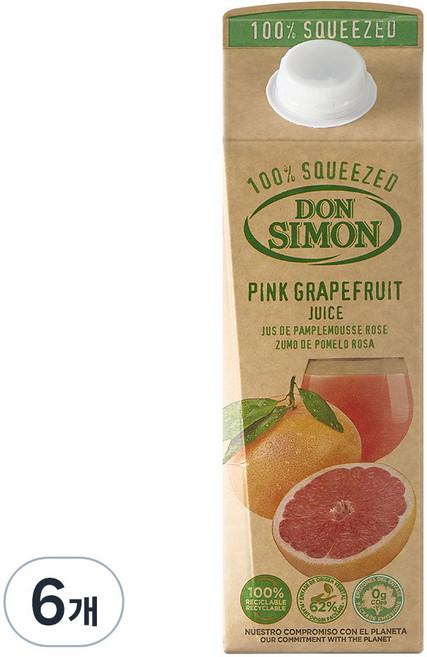 돈시몬 착즙 자몽 주스, 1L, 6개