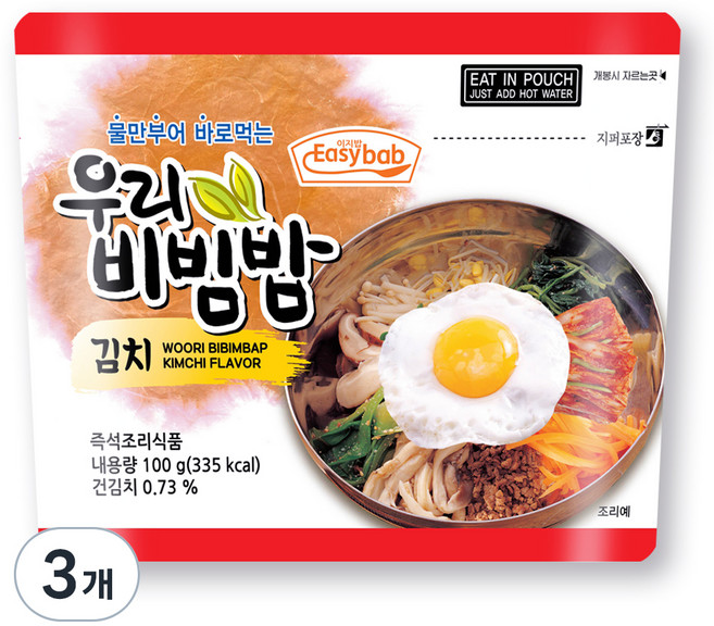 이지밥 우리비빔밥 김치, 100g, 3개
