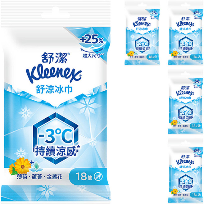 Kleenex 舒潔 舒涼冰巾, 1入, 5包