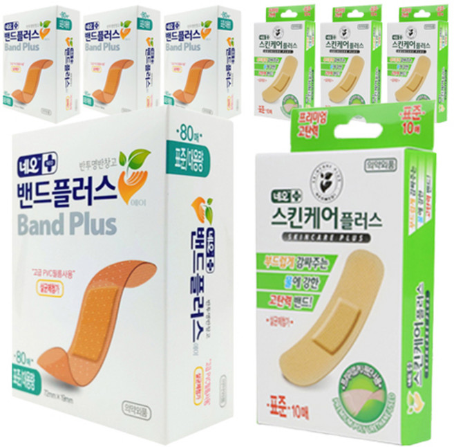 네오메디제약 밴드플러스에이 표준 80매 + 스킨케어플러스 표준 10매, 4세트, 90개입