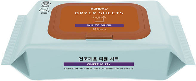 쿤달 시그니처 10배 초고농축 리치 퍼퓸 드라이 시트 섬유유연제 화이트머스크 본품, 80개입, 1개