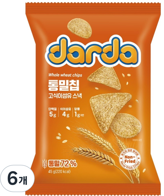 다르다 통밀칩, 45g, 6개