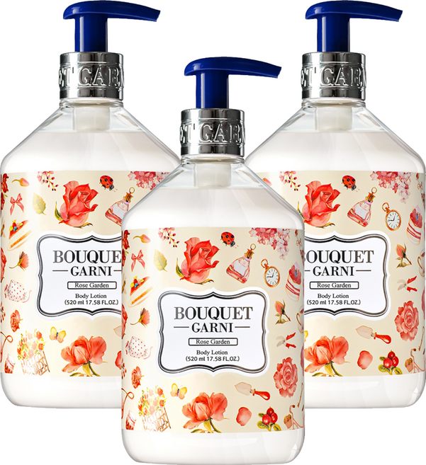 부케가르니 바디로션 로즈가든향, 520ml, 3개