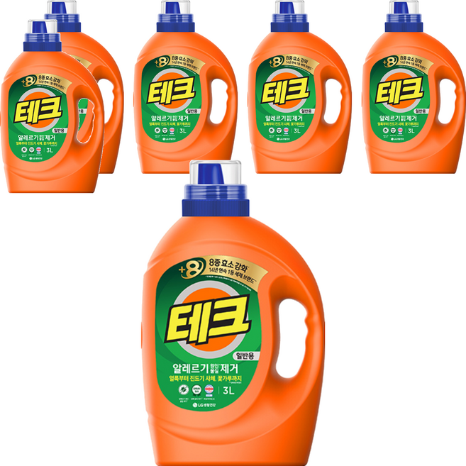 [비건라이프] 테크 알레르기 원인물질 제거 액상세제 본품, 3L, 6개