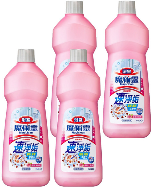 Kao 花王 Magiclean 魔術靈 台灣公司貨 浴室清潔劑 經濟瓶 優雅玫瑰, 500ml, 4瓶