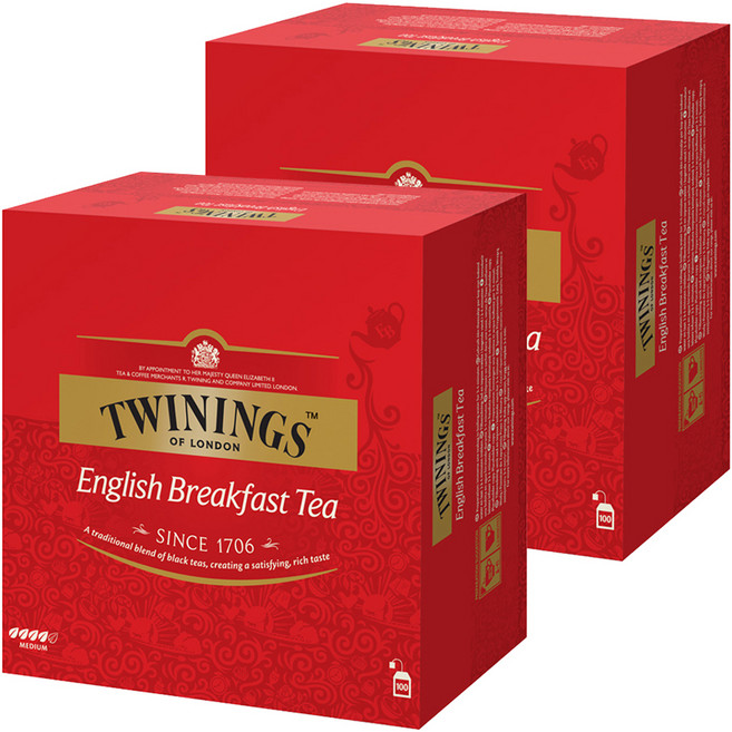 트와이닝 잉글리쉬 브렉퍼스트 티백, 2g, 100개입, 2개