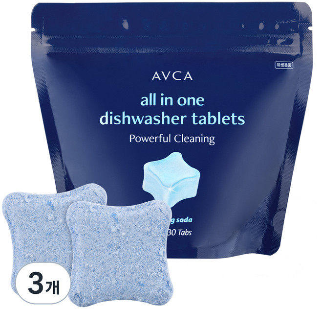 아브카 올인원 식기세척기 세제 베이킹소다 타블렛 30p, 240g, 3개
