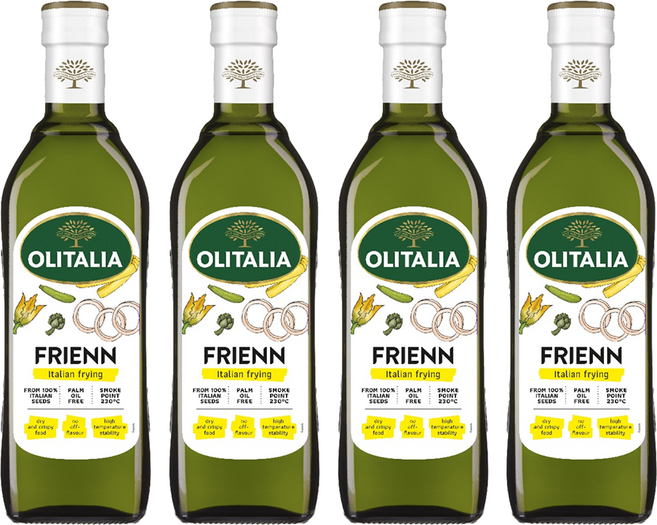 OLITALIA 奧利塔 高溫專用葵花油 含有三倍單元不飽和脂肪 新配方添加天然抗氧化維生素E 發煙點高達230度, 750ml, 4瓶