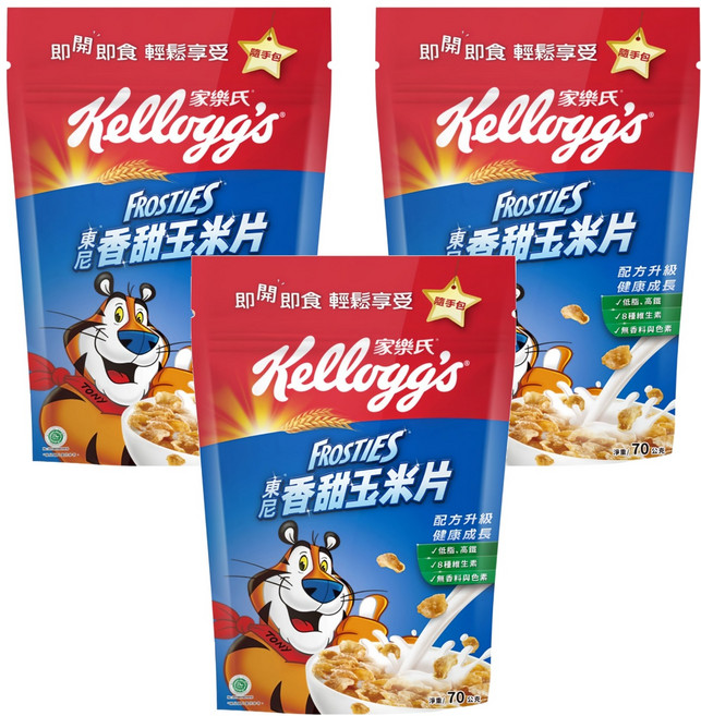 Kellogg's 家樂氏 FROSTIES 東尼玉米片 香甜玉米片, 70g, 3包