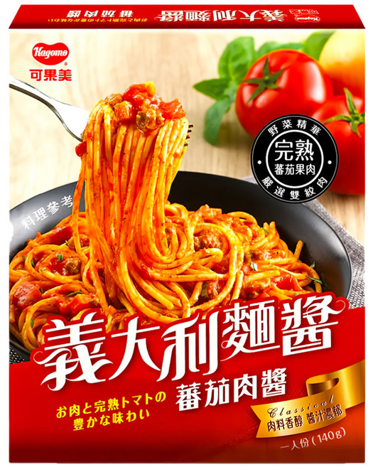 KAGOME 可果美 義大利麵醬 蕃茄肉醬, 140g, 1盒
