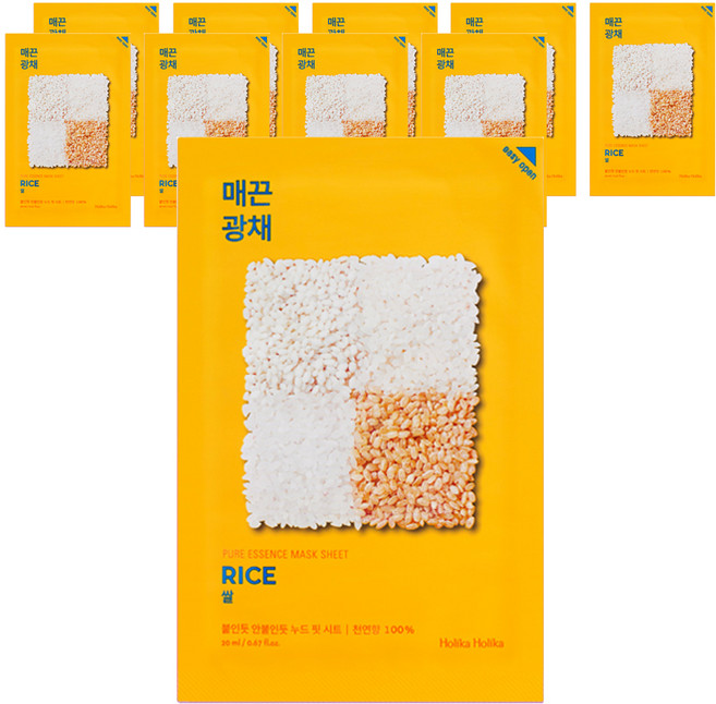 홀리카홀리카 퓨어 에센스 마스크 시트 라이스, 10개, 1개입