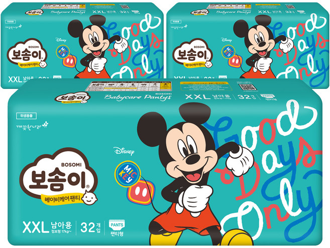 보솜이 베이비케어 팬티형 기저귀 남아용, 점보형(2XL), 96매