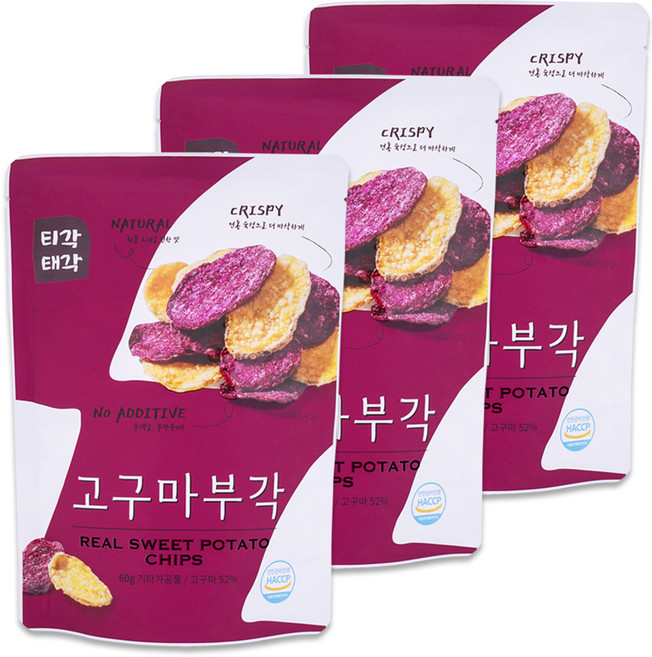 티각태각 속초 고구마부각 랜덤발송, 60g, 3개
