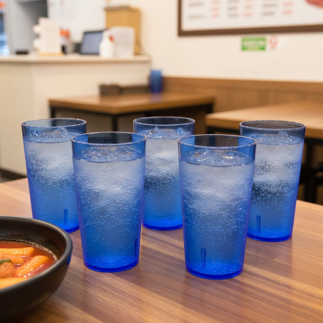 리빙메이트 국산 PC 안깨지는 물컵 450ml, 청색, 5개