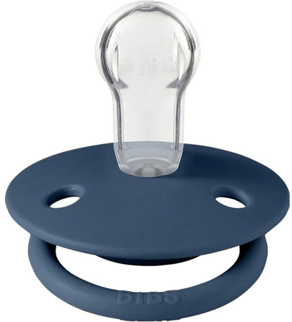 BIBS De Lux矽膠奶嘴 圓形奶嘴, 0~18m, 鋼青, 1個