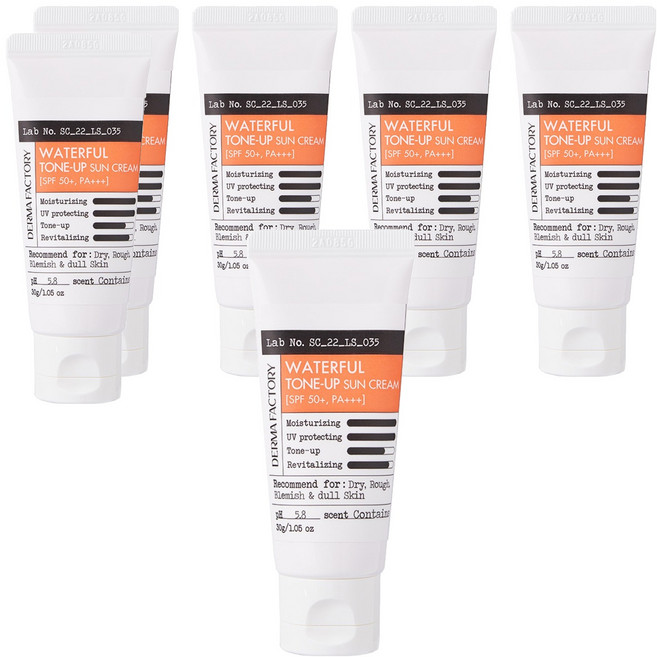 더마팩토리 워터풀 톤업 선크림 SPF50+ PA+++, 30g, 6개