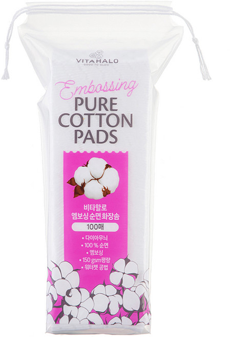 비타할로 무형광 엠보싱 순면 화장솜, 100개입, 1개