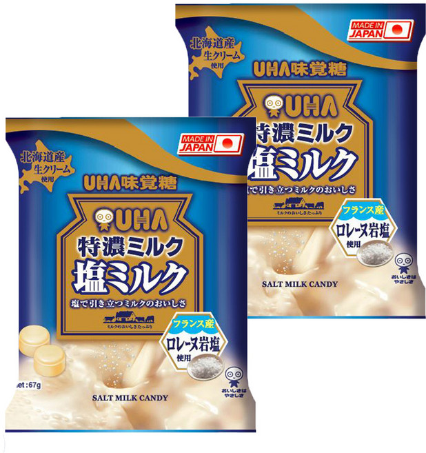 UHA 味覺糖 鹽味牛奶糖, 67g, 2袋