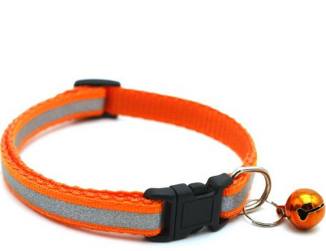씨에스소울 반려동물 반사 스티커 방울 목걸이, 오렌지, 1개
