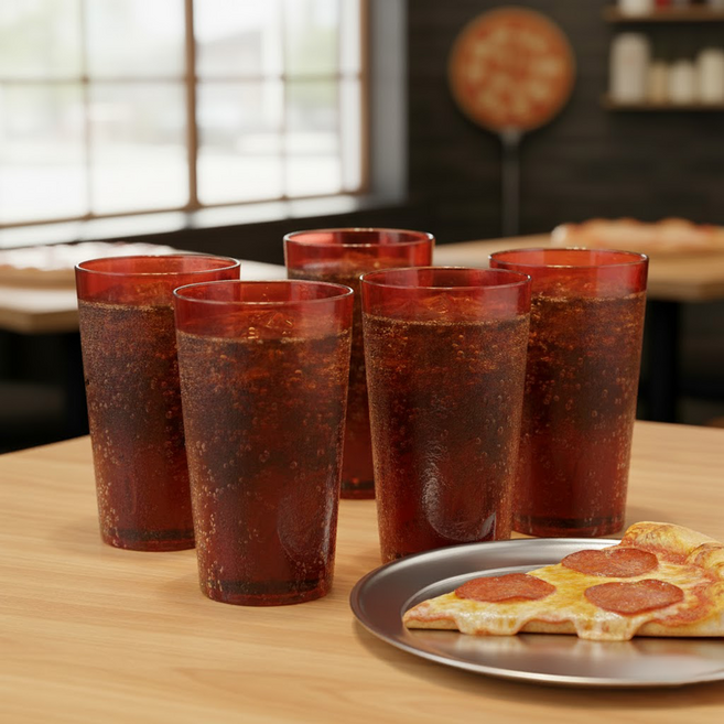 리빙메이트 국산 PC 안깨지는 물컵 450ml, 적색, 5개