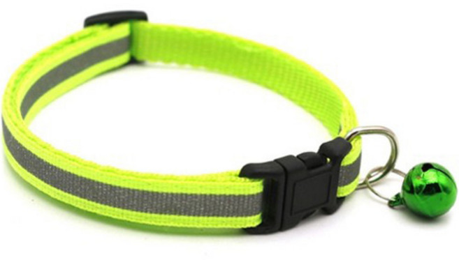 씨에스소울 반려동물 반사 스티커 방울 목줄, 형광그린, 1개