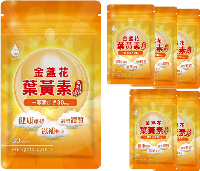 Tsuie 日濢 金盞花含葉黃素膠囊 30顆 每顆添加30mg游離型葉黃素, 500mg, 6包