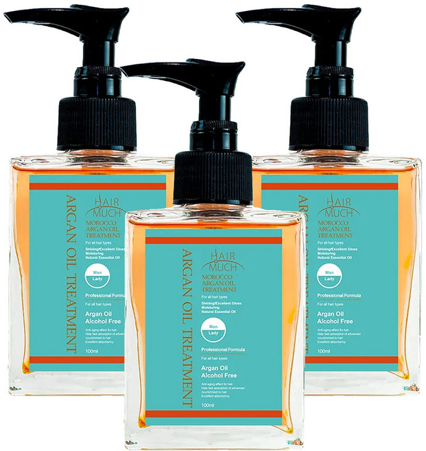 HAIR MUCH 摩洛哥堅果護髮油 100ml 修護滋養 柔順亮澤, 3瓶