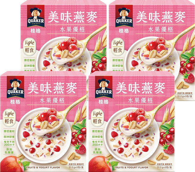 QUAKER 桂格 美味燕麥 水果優格 5包, 256g, 4盒