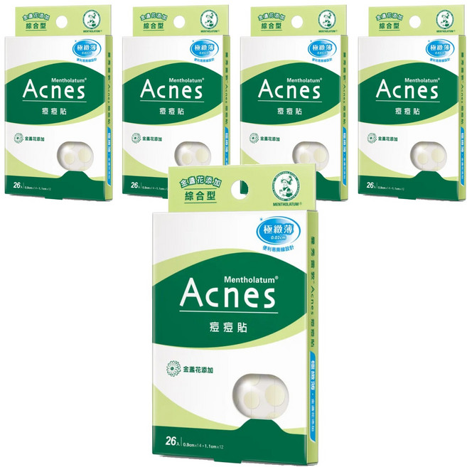 MENTHOLATUM 曼秀雷敦 Acnes 台灣公司貨 痘痘貼 金盞花 綜合型, 26片, 5盒