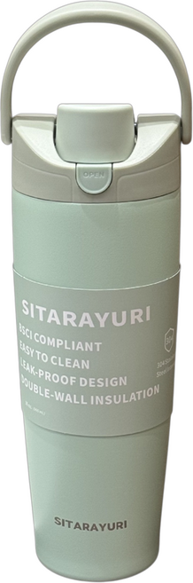 Sitarayuri 304不鏽鋼雙飲保溫杯 ZF-075, 綠色, 1個, 900ml