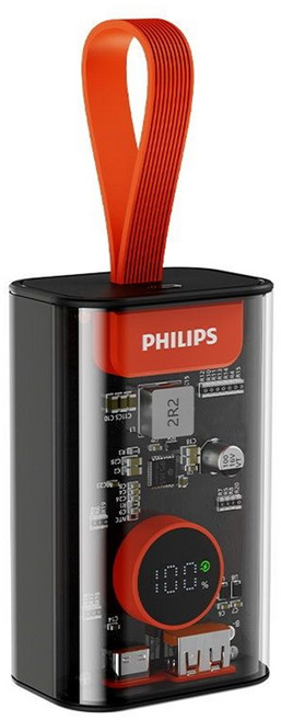 PHILIPS 飛利浦 行動電源 透明款 DLP5715CB, 黑色
