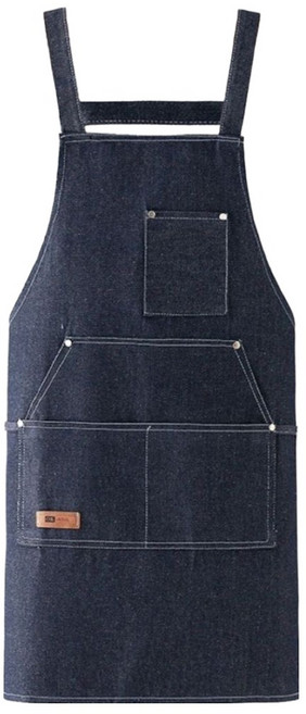 時尚素色牛仔大口袋圍裙 :元寶兜 藍色, 1入