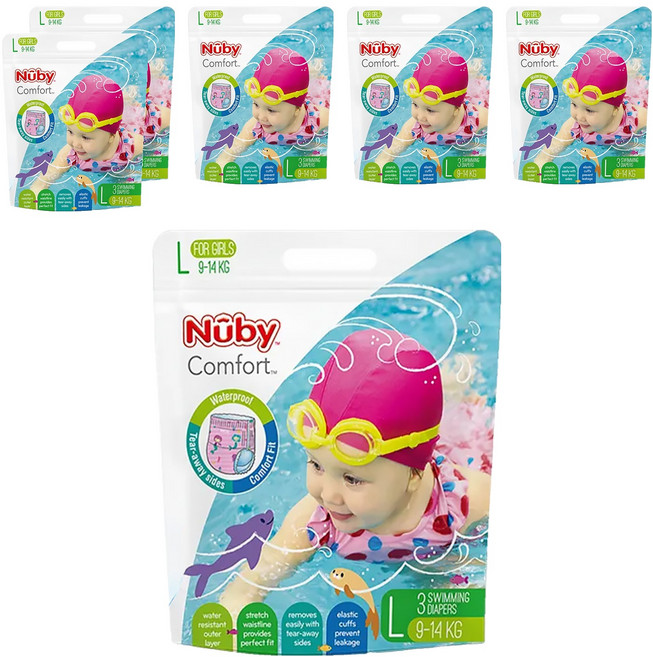 Nuby 游泳褲型尿布 女童, 18片, L