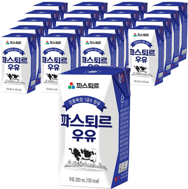 파스퇴르 전용목장 우유, 200ml, 20개