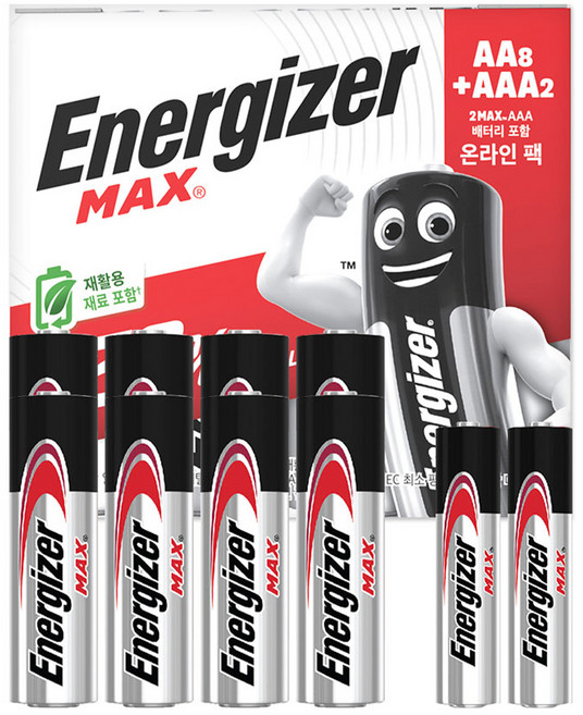 에너자이저 맥스 건전지 AA 8p + AAA 2p 기획팩, 1세트