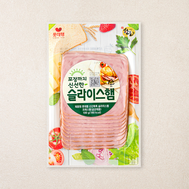 롯데햄 슬라이스햄 사각, 100g, 1개