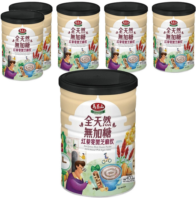馬玉山 全天然無加糖 紅藜麥黑芝麻飲, 400g, 6罐