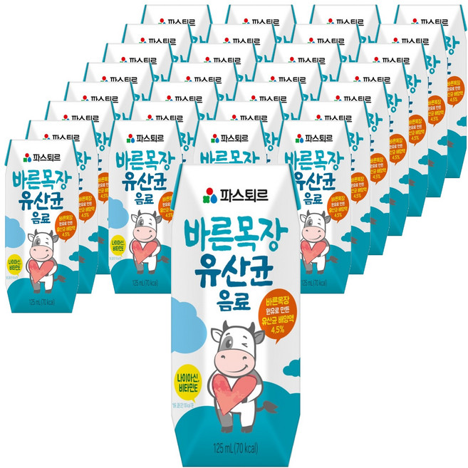 파스퇴르 바른목장 유산균 음료, 125ml, 48개