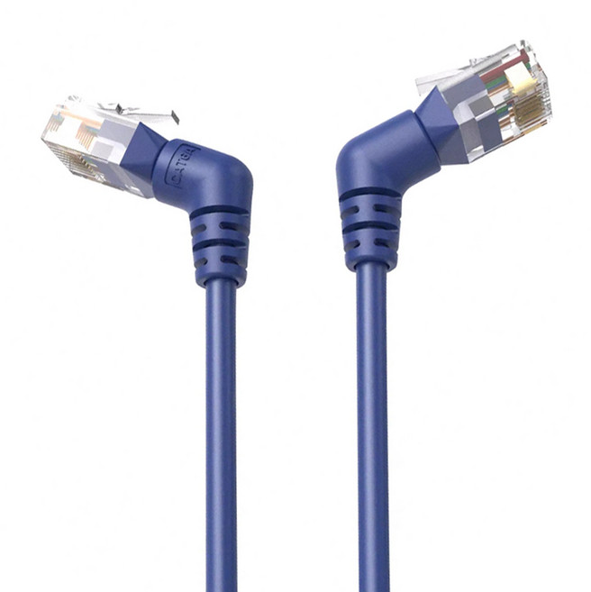 VEnTIOn 威迅 IBO系列 CAT6A 超六類雙彎頭可旋轉纖細高速網路線 3M 10Gbps 500MHz RJ45 鍍金觸點, 藍色, 1條