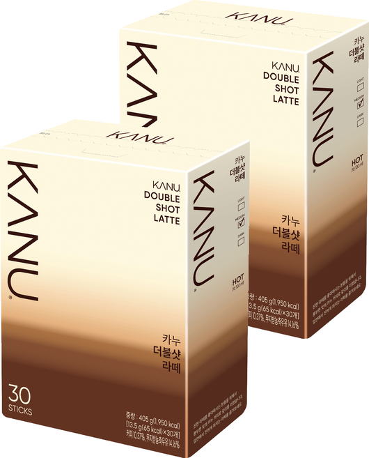 카누 더블샷 라떼 커피믹스 스틱, 13.5g, 30개입, 2개