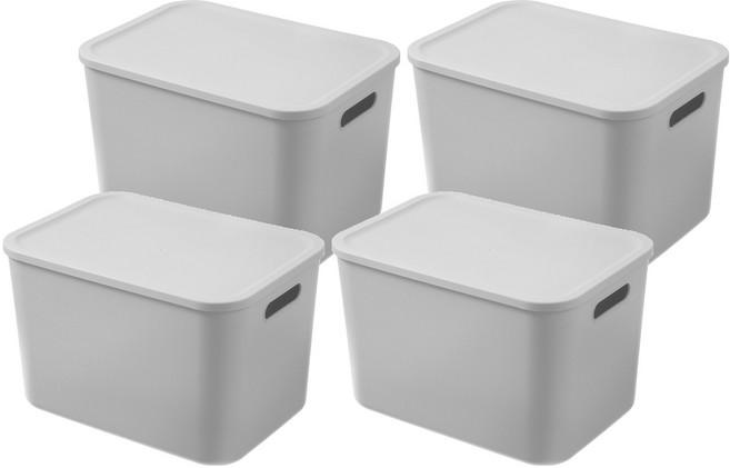 comet Home 簡約家居整理收納箱, 灰色, 4個