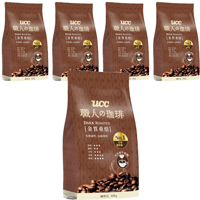 ucc 職人的珈琲 金質重焙咖啡豆, 未研磨, 400g, 5包