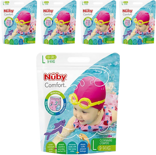 Nuby 游泳褲型尿布 女童, 15片, L