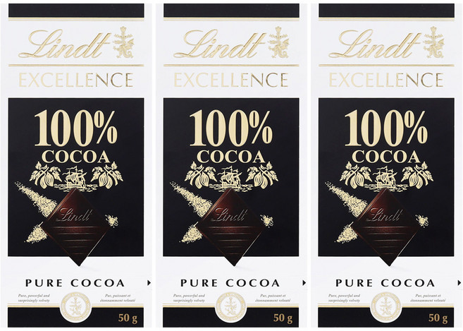 린트 엑설런스 100% 다크 초콜릿, 50g, 3개