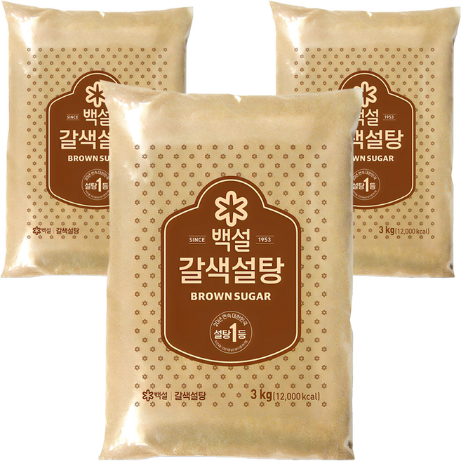 백설 갈색설탕, 3kg, 3개