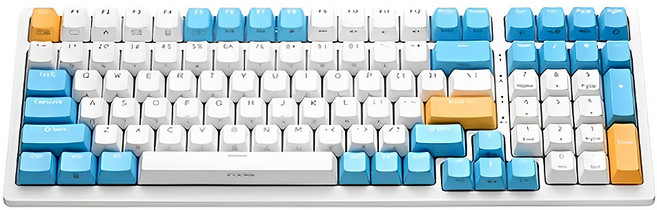 irocks 艾芮克 無線機械鍵盤 原廠保固, IRK86R, 茶軸, 蘇打布丁 白色 + 藍色 + 橘色, 1個